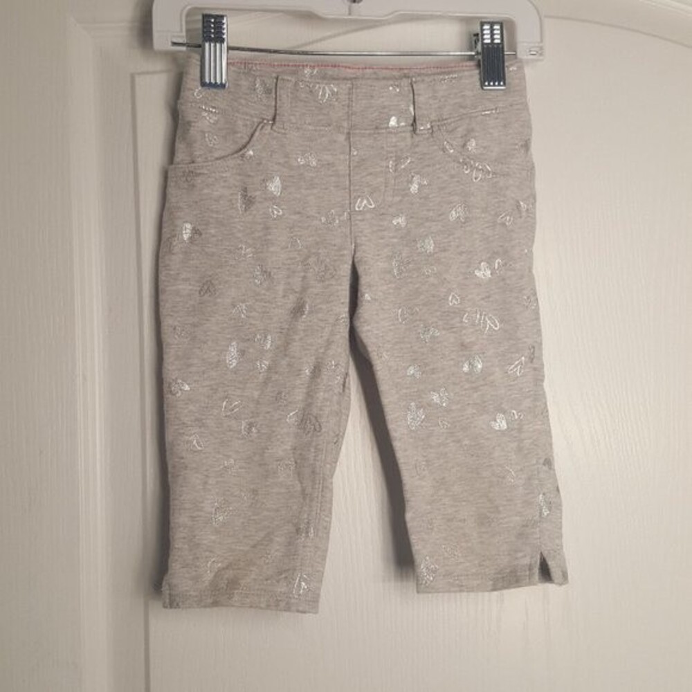 Jumping Beans Gray Metallic Heart Cropped Leggings